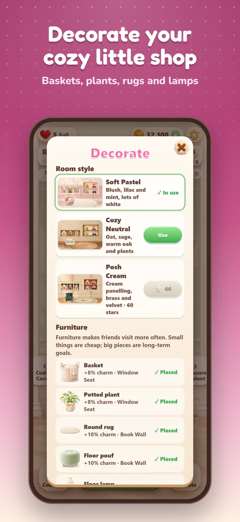 Screenshot 6: Decorate your cozy little shop